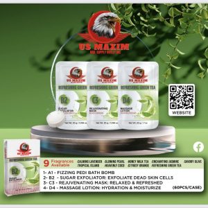 US Maxim 4 Step Pedicure Case- Refreshing Green Tea (50PCS/ 1 CASE)